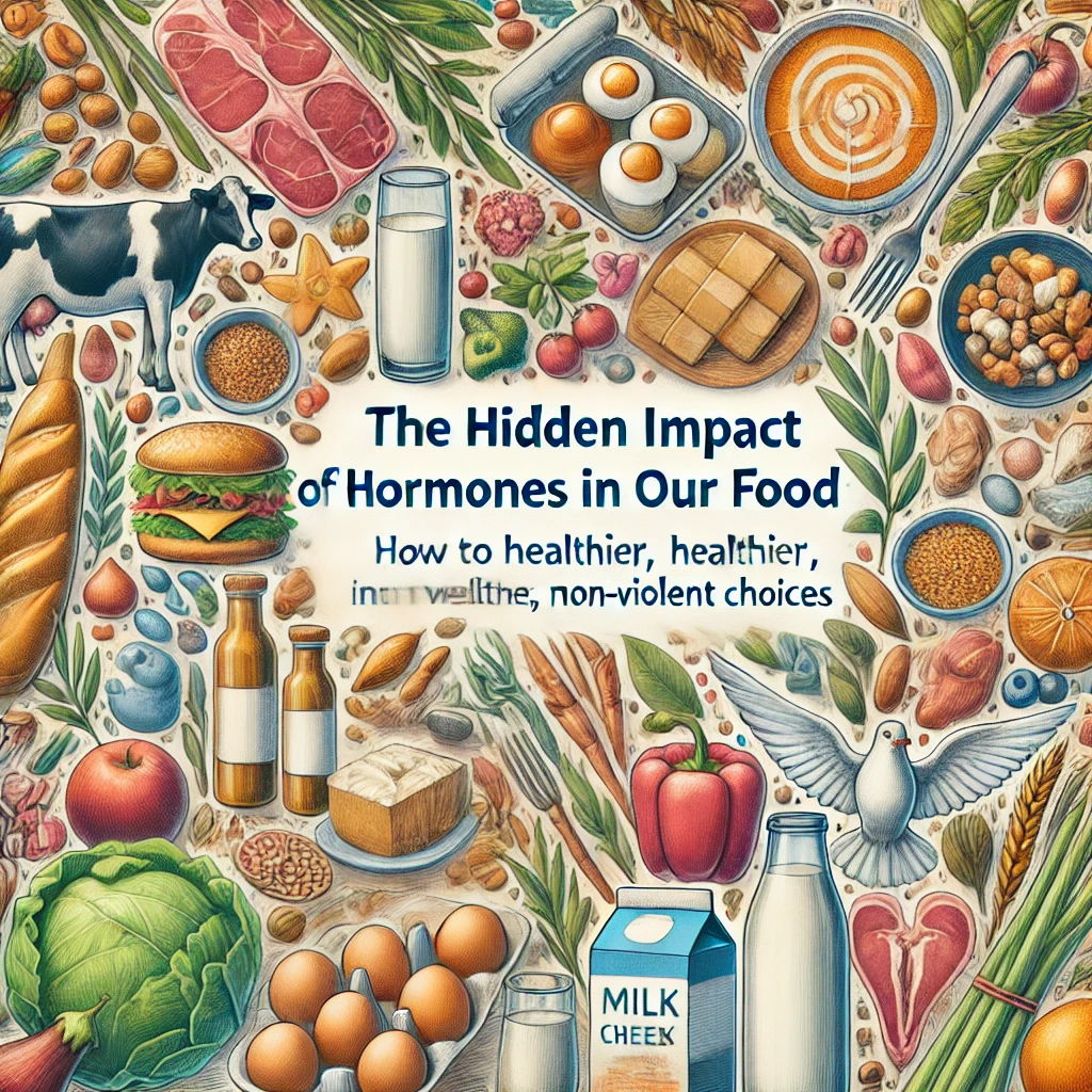 The Hidden Impact of Hormones in Our Food: How to Make Healthier, Non-Violent Choices 1 DALL·E 2024 12 28 22.57.01 A thumbnail image for a blog post titled The Hidden Impact of Hormones in Our Food How to Make Healthier Non Violent Choices. The image should fea